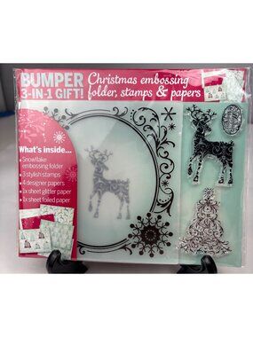 Bumper Christmas Embossing 3-In-1 Stamps Paper & Folder Kit Crafts DIY Fun